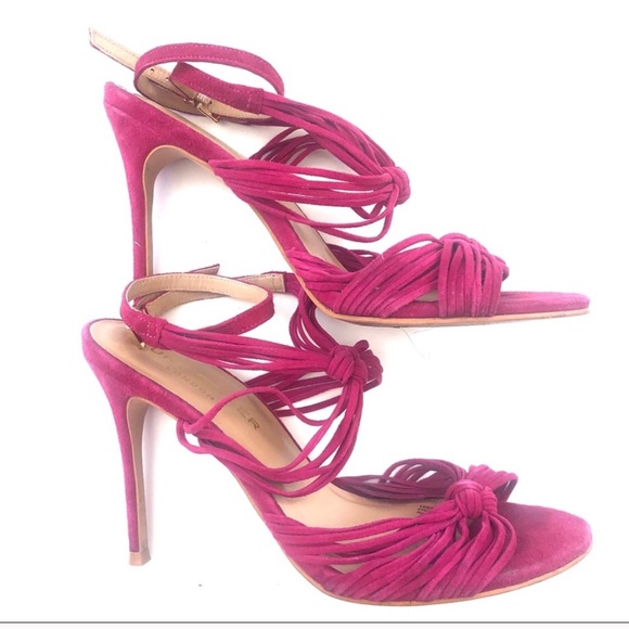 Kurt Geiger Suede Knot Ankle Wrap Open Toe Heels - Picture 6 of 12